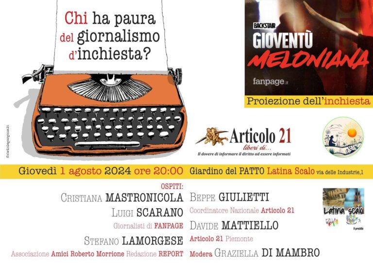 “Chi ha paura del giornalismo d’inchiesta?”.  Un appuntamento imperdibile oggi a Latina. Diretta Instagram dalle 20