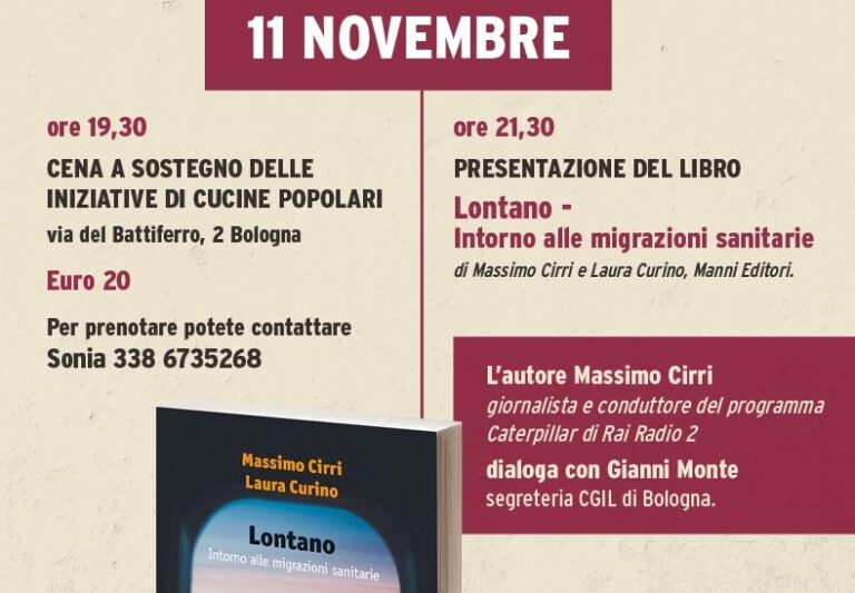 11 novembre a Bologna iniziativa a sostegno delle Cucine popolari. Aderisce anche Articolo21