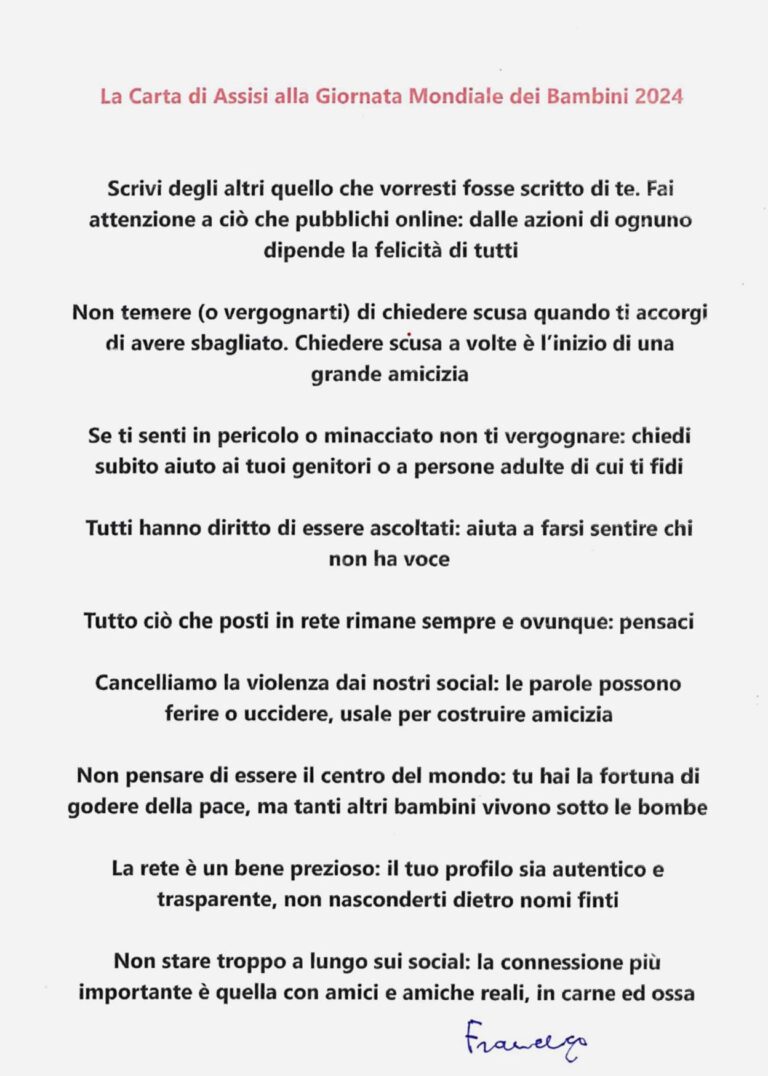 La “nostra” Carta di Assisi nelle scuole